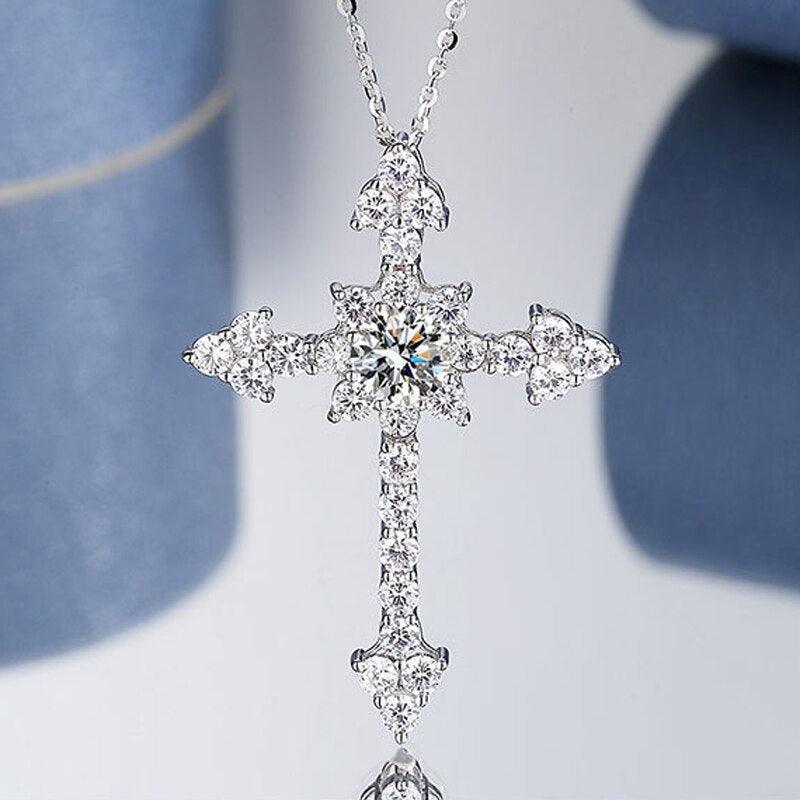 Amazing Real D Color 1 Carat High Quality Moissanite Diamonds Cross Pendant Necklace - Fine Jewellery - The Jewellery Supermarket