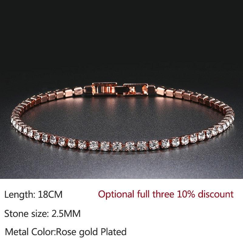 Luxury Shiny Round AAA+ Cubic Zirconia Diamond Tennis Gold Silver Colour Bracelets For Women - The Jewellery Supermarket