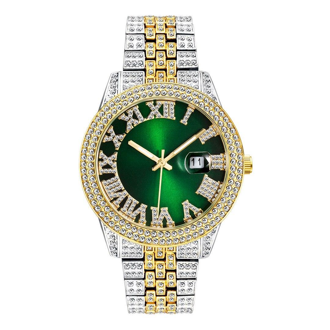 NEW Elegant Stylish Iced Out Simulated Diamond Top Brand Date Waterproof Quartz Fashion Watch - The Jewellery Supermarket