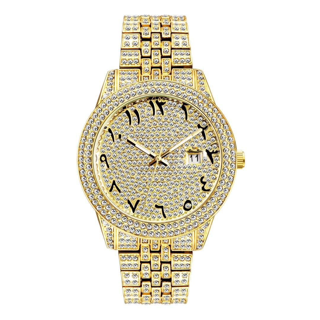 NEW Elegant Stylish Iced Out Simulated Diamond Top Brand Date Waterproof Quartz Fashion Watch - The Jewellery Supermarket