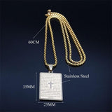 Christian Cross Bible Verse Prayer Necklace - Stainless Steel Portuguese Religious Necklaces - The Jewellery Supermarket
