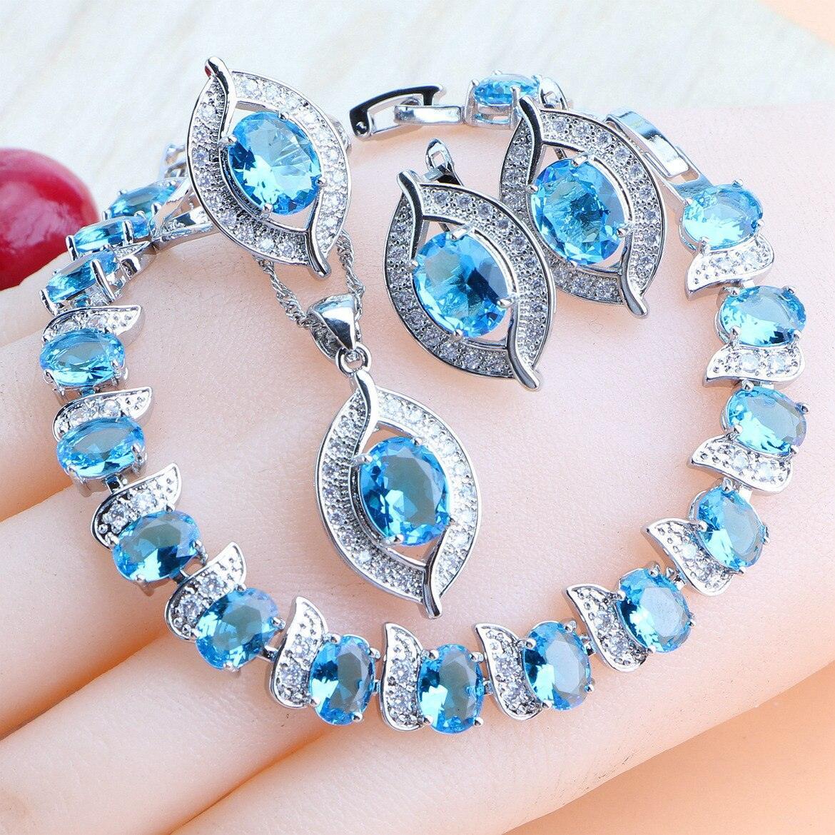 NEW ARRIVAL AAA Zircon Crystals Silver Earrings Charms Bracelets For Women Fashion Wedding Jewellery Sets - The Jewellery Supermarket