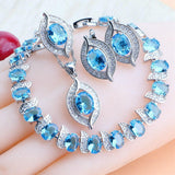 NEW ARRIVAL AAA Zircon Crystals Silver Earrings Charms Bracelets For Women Fashion Wedding Jewellery Sets - The Jewellery Supermarket