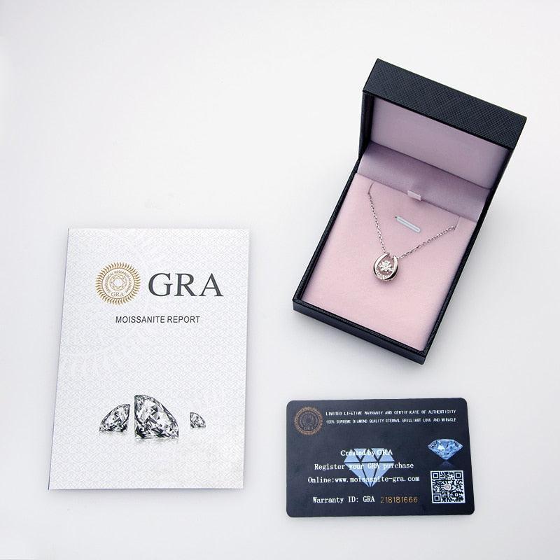 Best Seller - Lucky Horseshoe D-Color 0.8ct Dancing High Quality Moissanite Diamonds Necklace - Ideal Gift - The Jewellery Supermarket