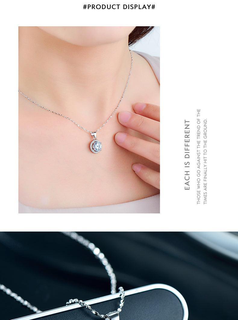 Luxury Women Silver Color Genuine AAA Level Zircon Diamonds Sterling Chain Necklace For Gift Jewelry - The Jewellery Supermarket