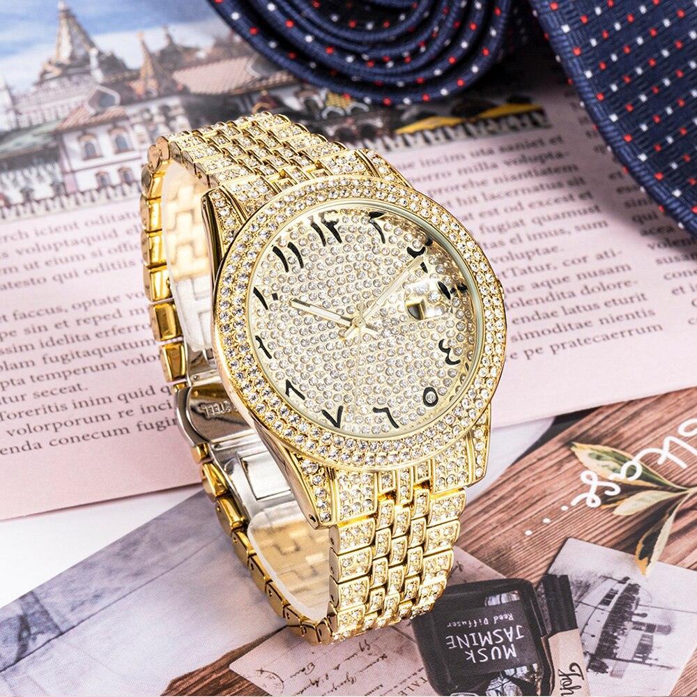 NEW Elegant Stylish Iced Out Simulated Diamond Top Brand Date Waterproof Quartz Fashion Watch - The Jewellery Supermarket
