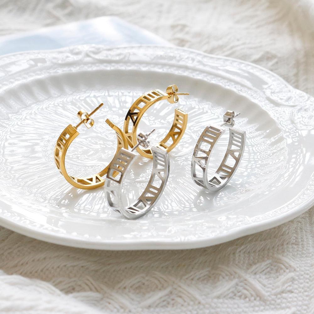 BEST SELLER New Design Hollow Roman Numerals Stainless Steel Jewellery Set for Women  - Fashion Jewellery - The Jewellery Supermarket