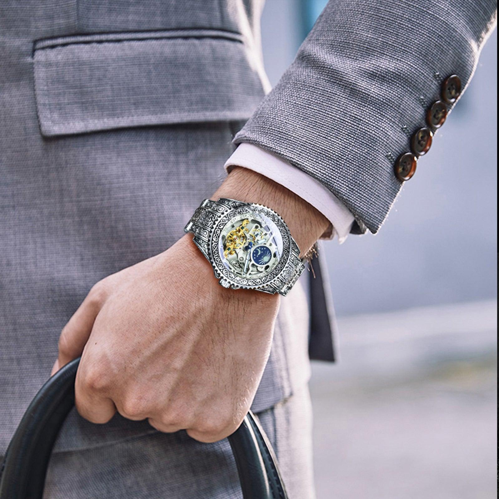 NEW - Luxury Men Mechanical Forsaking Automatic Tourbillon Skeleton Watch - The Jewellery Supermarket