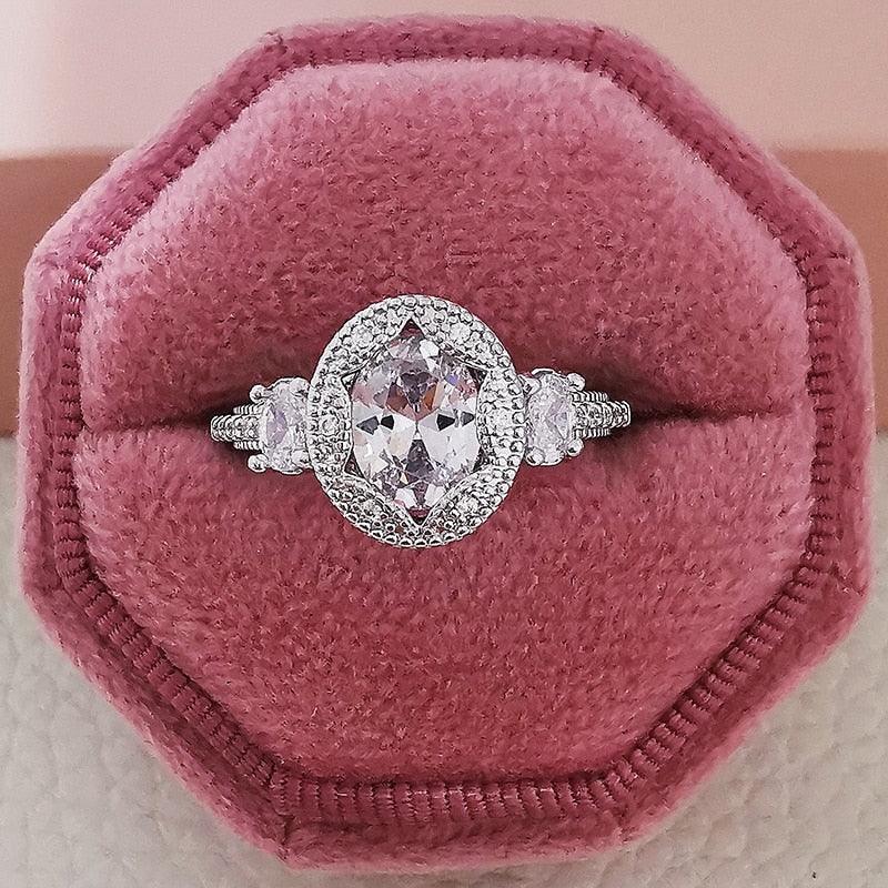 Dazzling Luxury Oval Pink AAA+ Cubic Zirconia Popular Rings - The Jewellery Supermarket