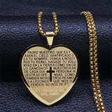 Christian Cross Bible Verse Prayer Necklace - Stainless Steel Portuguese Religious Necklaces - The Jewellery Supermarket