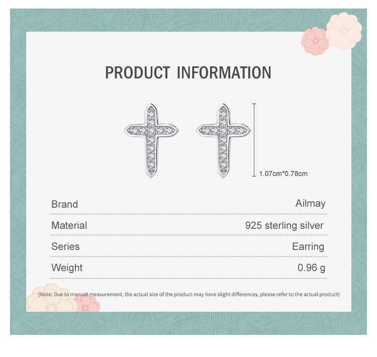 Popular Cross Dazzling Silver AAA+ Zircon Stud Fashion Classic Earrings - Fine Christian Jewellery - The Jewellery Supermarket