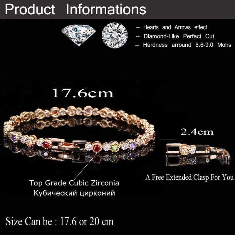 TERRIFIC Multicolor Paved Connected Round AAA+ Cubic Zirconia Simulated Diamonds Rose Gold Colour Tennis Bracelets - The Jewellery Supermarket