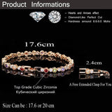 TERRIFIC Multicolor Paved Connected Round AAA+ Cubic Zirconia Simulated Diamonds Rose Gold Colour Tennis Bracelets - The Jewellery Supermarket