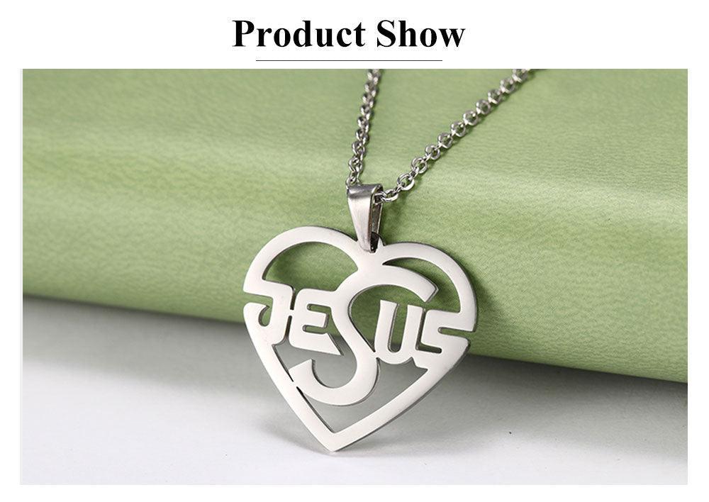 Charming Christian Jesus Heart Stainless Steel Pendant Necklace for Women - Religious Jewellery - The Jewellery Supermarket