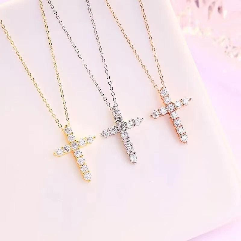 Marvelous 2.5, 3, 4mm Real High Quality Moissanite Diamonds Jesus Cross Pendant Necklace - Fine Jewellery - The Jewellery Supermarket