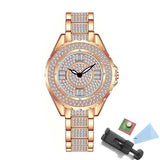 Fashion Bling Simulated Diamonds Gold Rose Gold Silver Original Elegant Ladies Watch With Bracelet Set - Ideal Gift - The Jewellery Supermarket