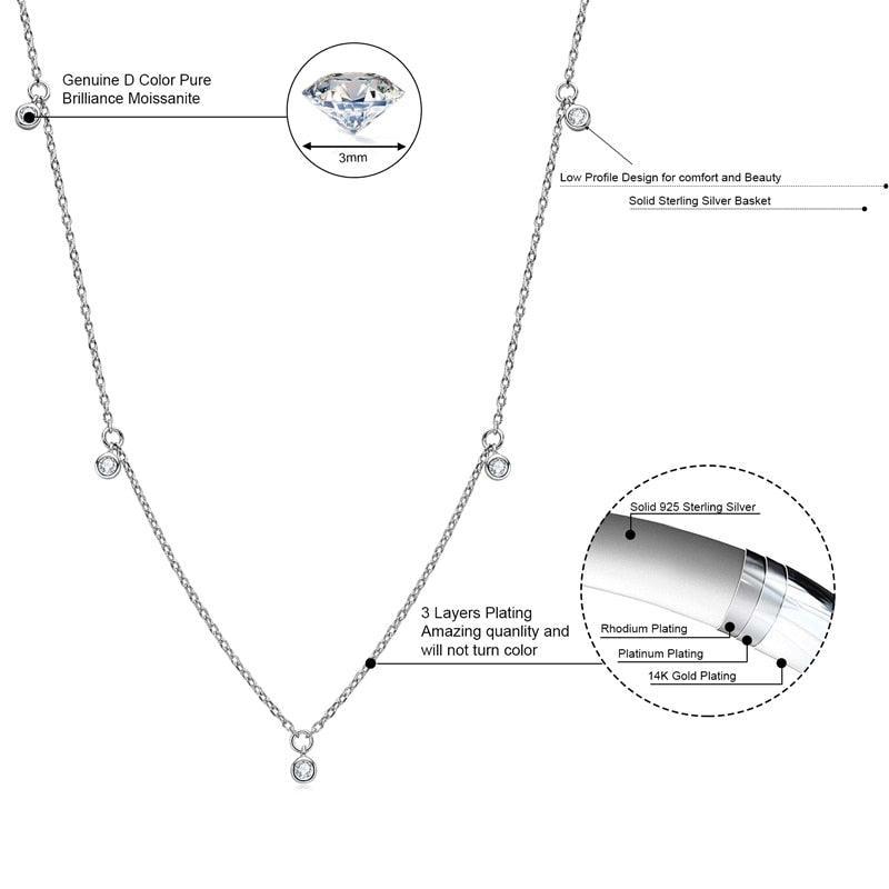 Charming Round Cut 2.5mm D Color High Quality Moissanite Diamonds Charm Choker Necklace - Fine Jewellery - The Jewellery Supermarket