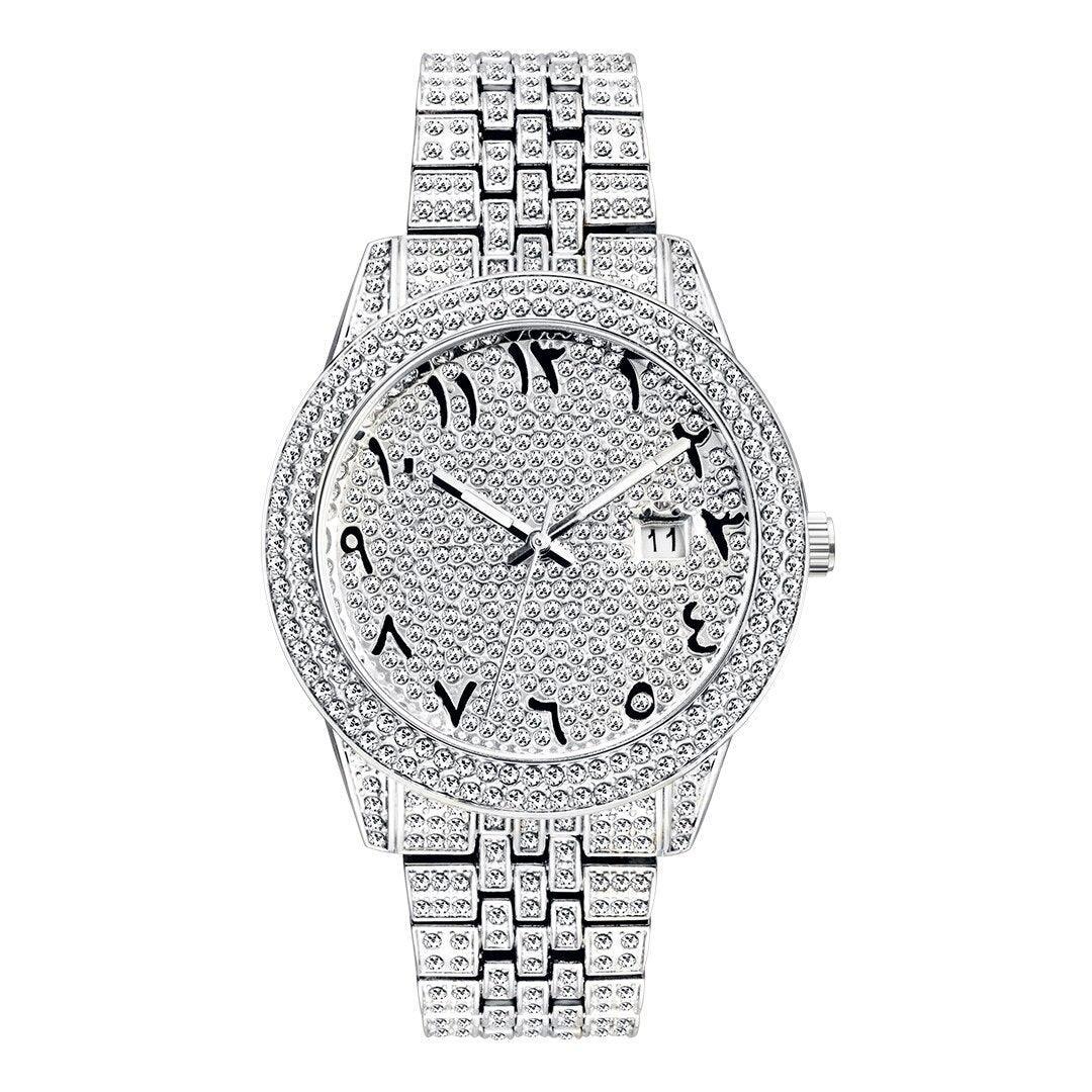 NEW Elegant Stylish Iced Out Simulated Diamond Top Brand Date Waterproof Quartz Fashion Watch - The Jewellery Supermarket