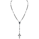 Black Gold Color Stainless Steel Women Cross Rosary Necklace Cross Pendant - Prayer Church Jewellery - The Jewellery Supermarket