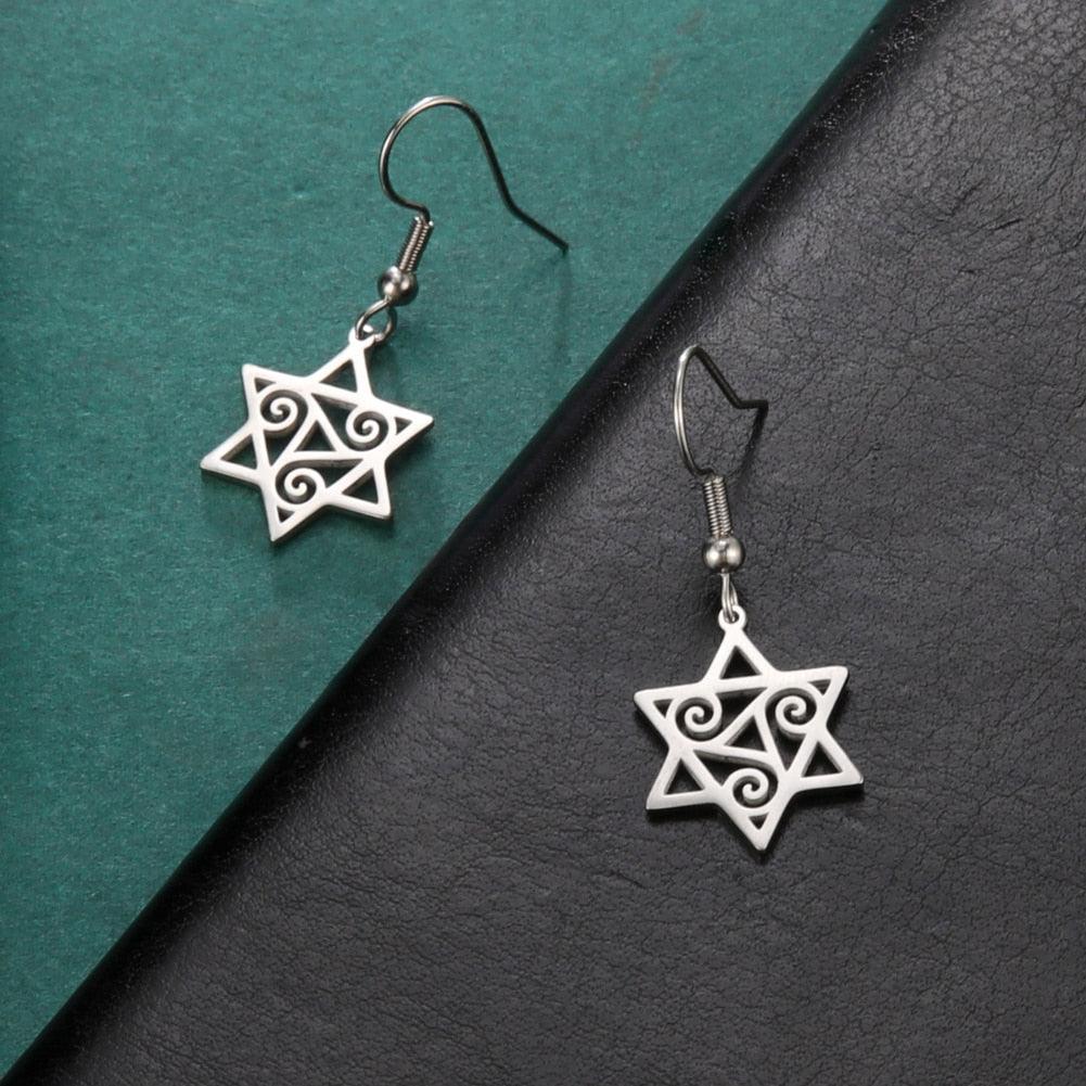 NEW Star of David Vintage Style Triple Spiral Drop Religious Earrings - The Jewellery Supermarket