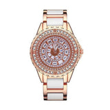 Full Simulated Diamonds Gold Colour Bracelet Ceramic Strap Waterproof Quartz Luxury Brand Women Watches - The Jewellery Supermarket