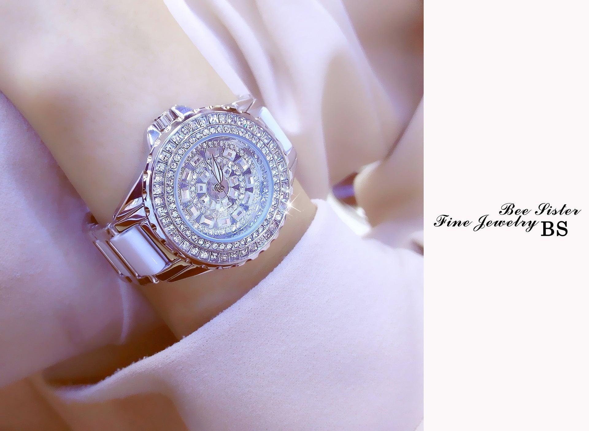 Luxury Women Gold Bracelet Diamond Watch - The Jewellery Supermarket