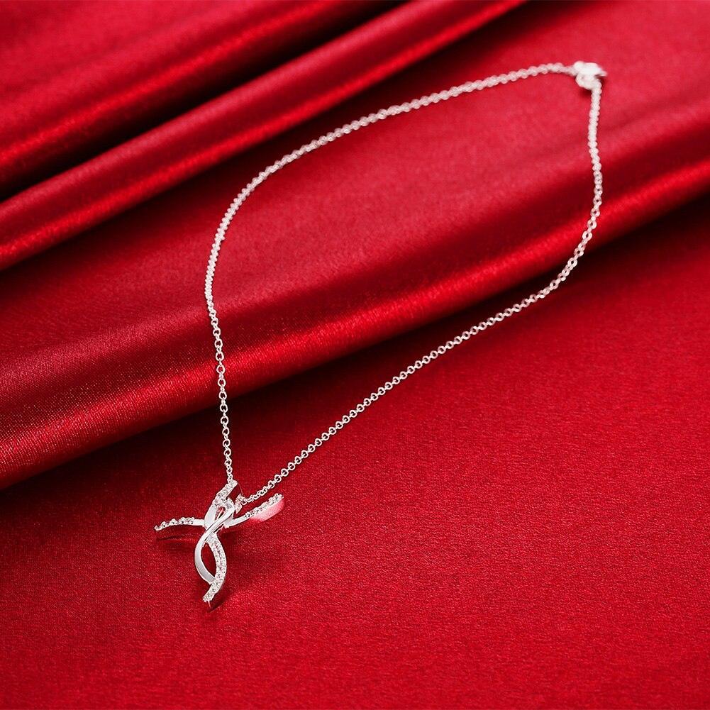 925 Sterling Silver Creative Cross AAA CZ Crystals Pendant Necklace For Women - Fashion Jewellery Ideal Gifts - The Jewellery Supermarket
