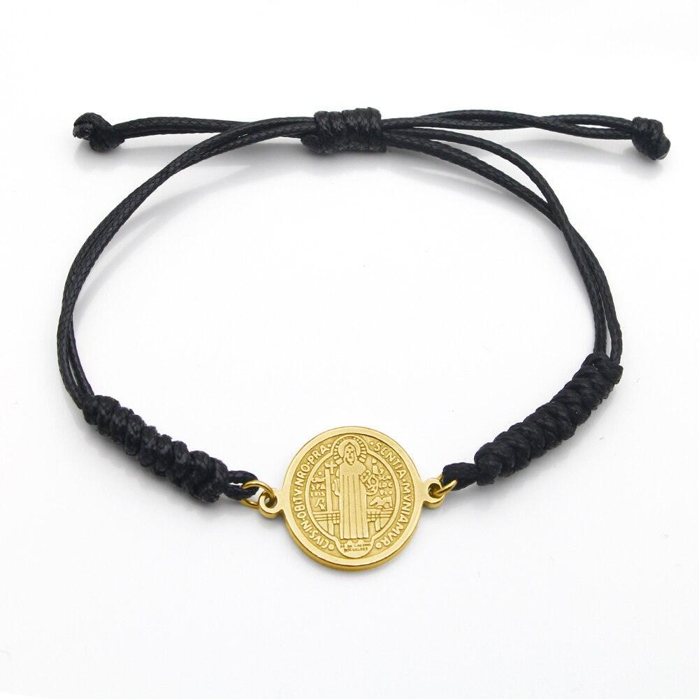 Catholic Religious Belief St. Benedict Cross Stainless Steel Bracelets Chinese Knot Bracelets for Men Women - The Jewellery Supermarket