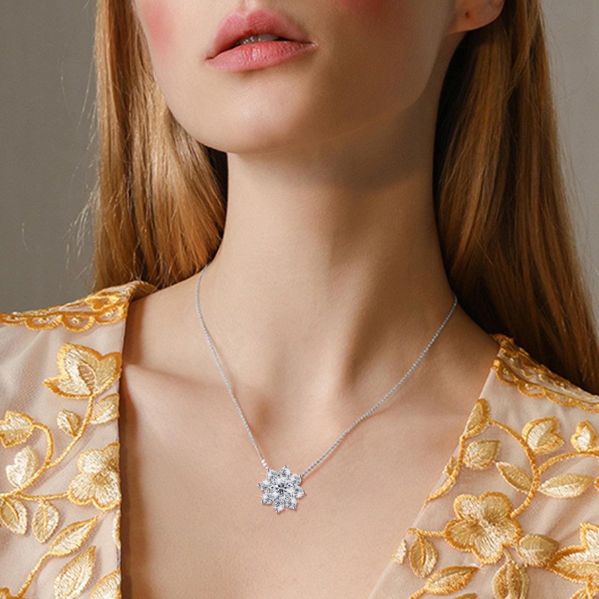 Terrific Flower Design 3ct High Quality Moissanite Diamonds Necklace Pendants - Luxury Jewellery - The Jewellery Supermarket