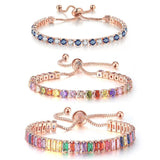 NEW Luxury Cute Multicolor Cubic Zirconia Crystals Charming Hand Made Tennis Bracelets For Women