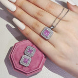 Dazzling Pink Princess Cut AAA+ Cubic Zirconia Diamonds Jewellery Set - The Jewellery Supermarket