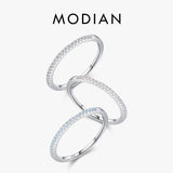 Sterling Silver Exquisite Slim Stackable Rings Clear AAAA Simulated Gradient Pink Blue Crystal Ring  Fine Jewellery