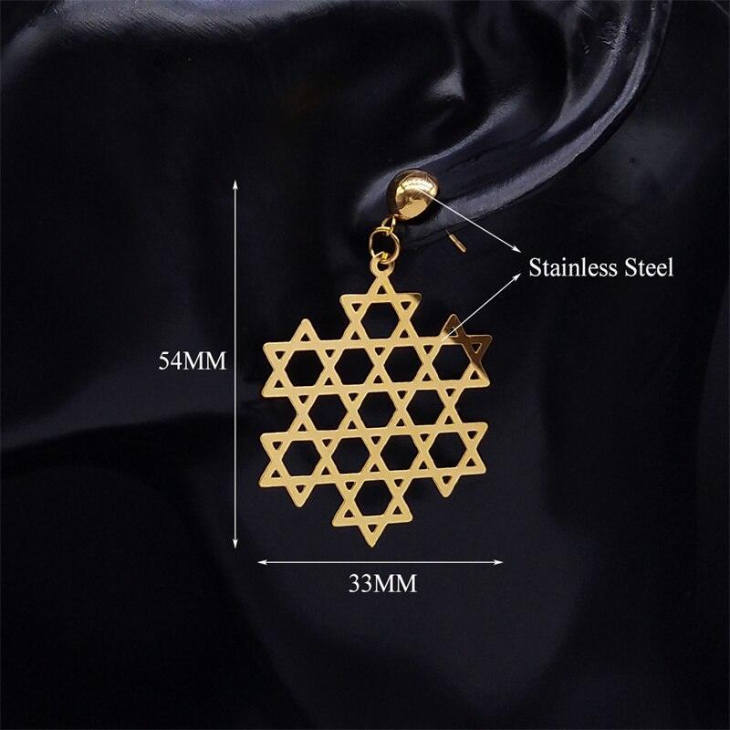 NEW Judaism Star Of David Stainless Steel Hexagram Symbol Dangle Stud Earrings for Women - The Jewellery Supermarket