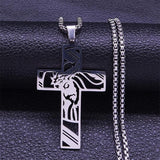 Christ Cross, Jesus Crown of Thorns Stainless Steel Crucifix Necklace - Religious Jewellery  - The Jewellery Supermarket