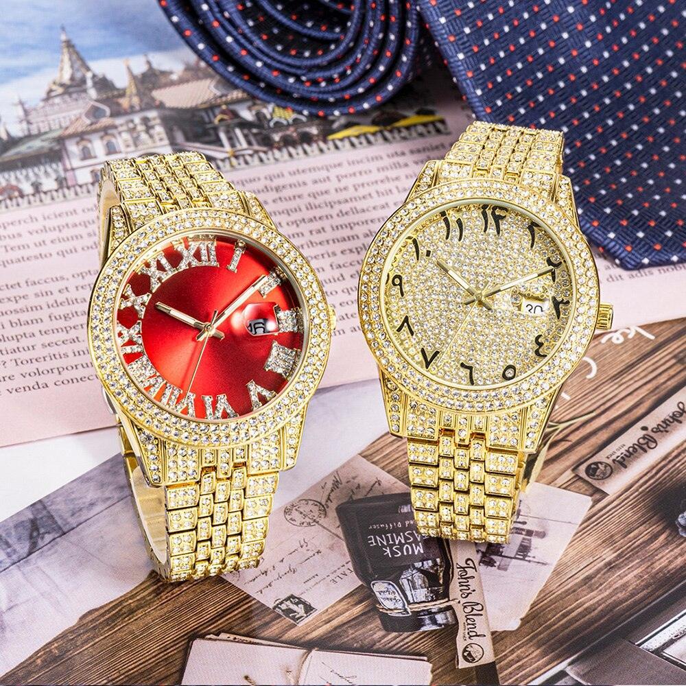 NEW Elegant Stylish Iced Out Simulated Diamond Top Brand Date Waterproof Quartz Fashion Watch - The Jewellery Supermarket
