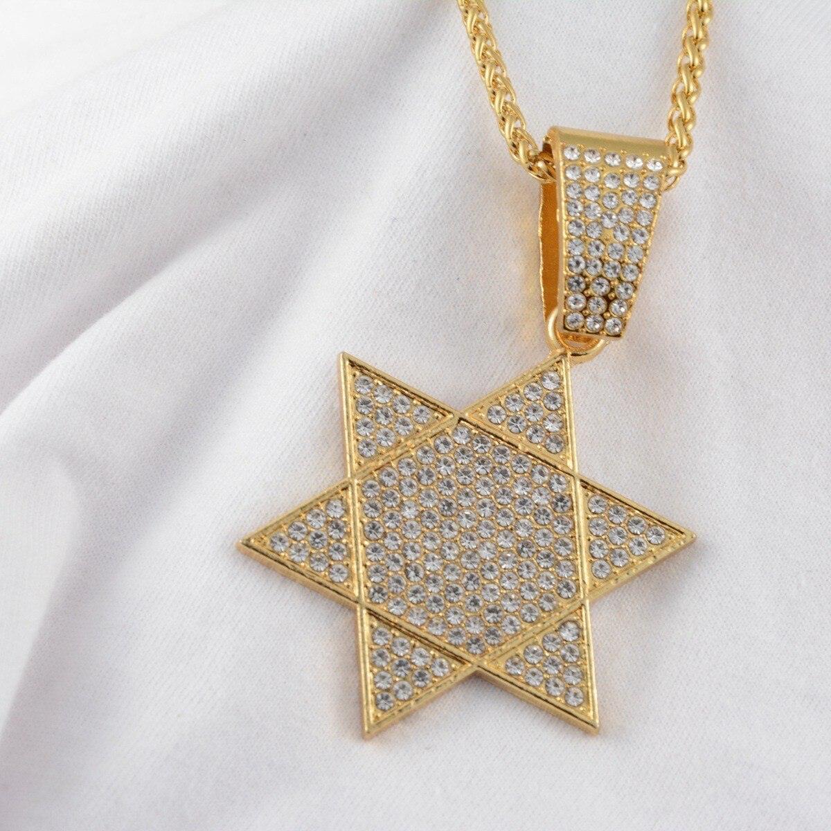 NEW ARRIVAL Jewish Star Of David Hasma Hand Of Fatima Gold Color Pendant Necklaces for Men and Women - The Jewellery Supermarket