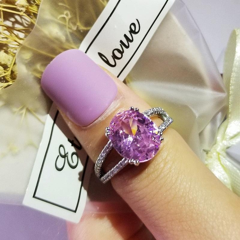 Dazzling Luxury Oval Pink AAA+ Cubic Zirconia Popular Rings - The Jewellery Supermarket
