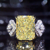 New Arrival Luxury Yellow Color Rectangle Cut AAA+ Quality CZ Diamonds Fashion Ring - The Jewellery Supermarket