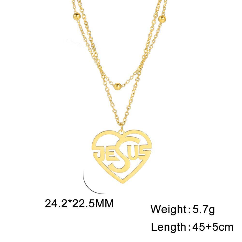 Charming Christian Jesus Heart Stainless Steel Pendant Necklace for Women - Religious Jewellery - The Jewellery Supermarket