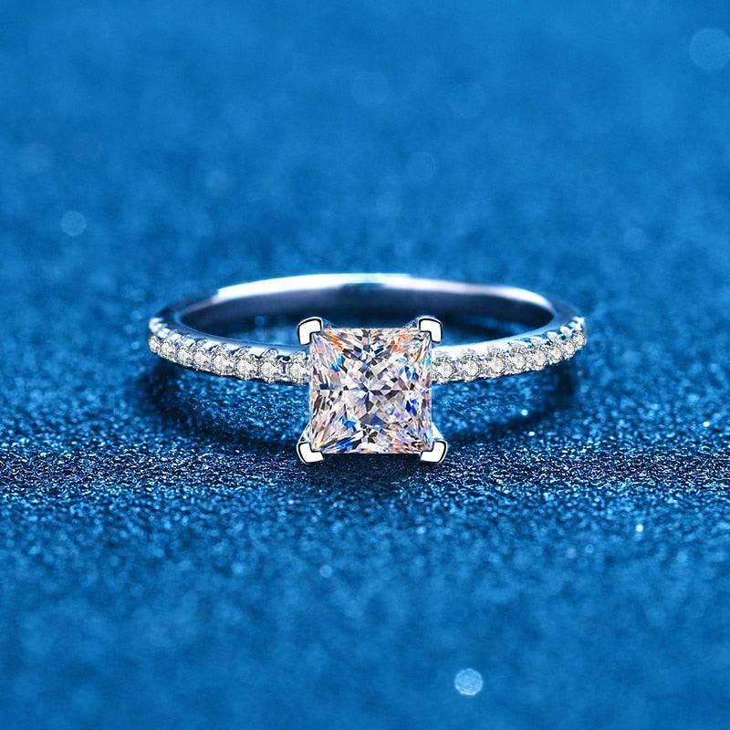 1-2CT Princess Cut High Quality Moissanite Diamonds VVS Colorless Solitaire Diamond Bridal Sets Ring - The Jewellery Supermarket