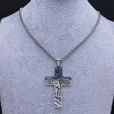 Christ Cross, Jesus Crown of Thorns Stainless Steel Crucifix Necklace - Religious Jewellery  - The Jewellery Supermarket