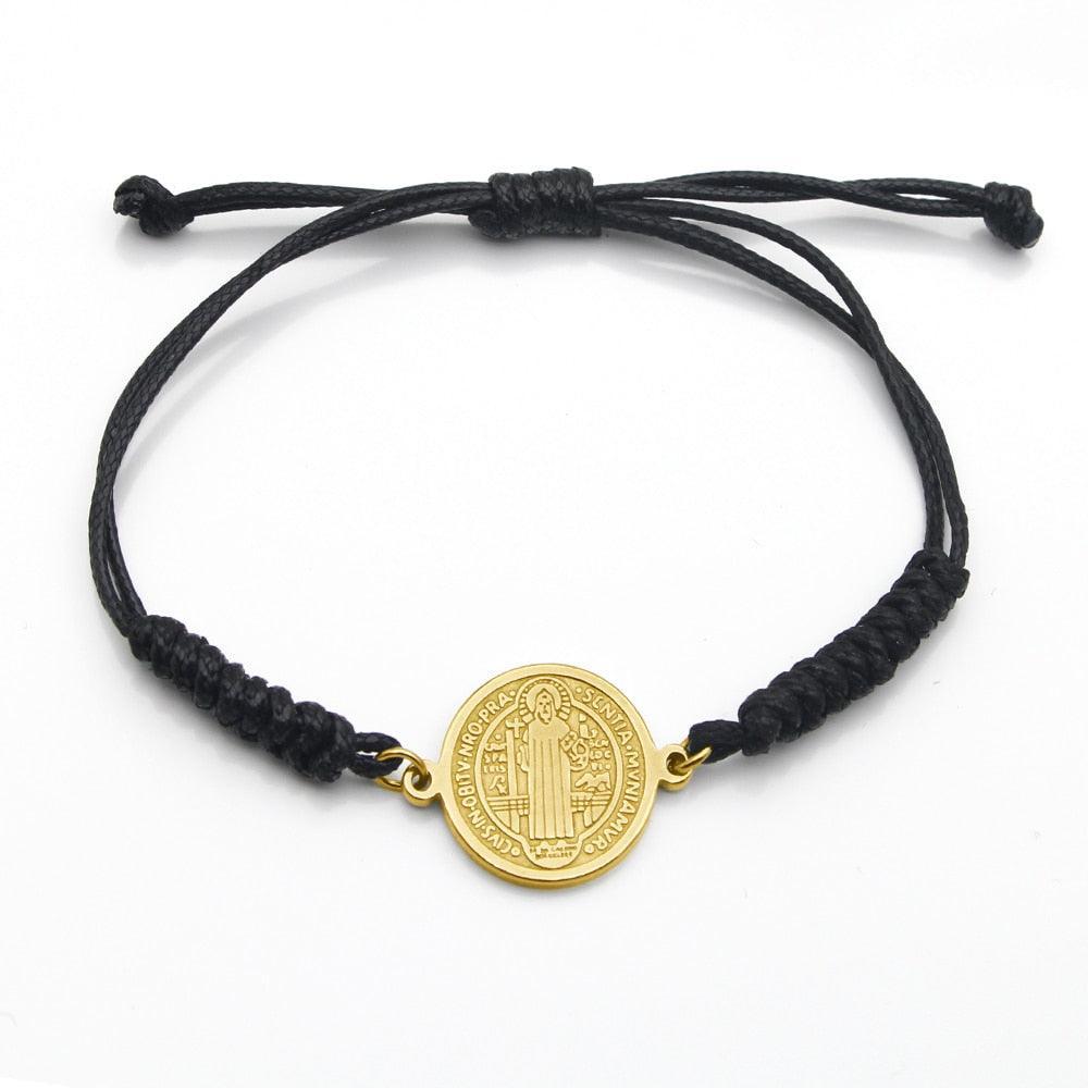 Catholic Religious Belief St. Benedict Cross Stainless Steel Bracelets Chinese Knot Bracelets for Men Women - The Jewellery Supermarket