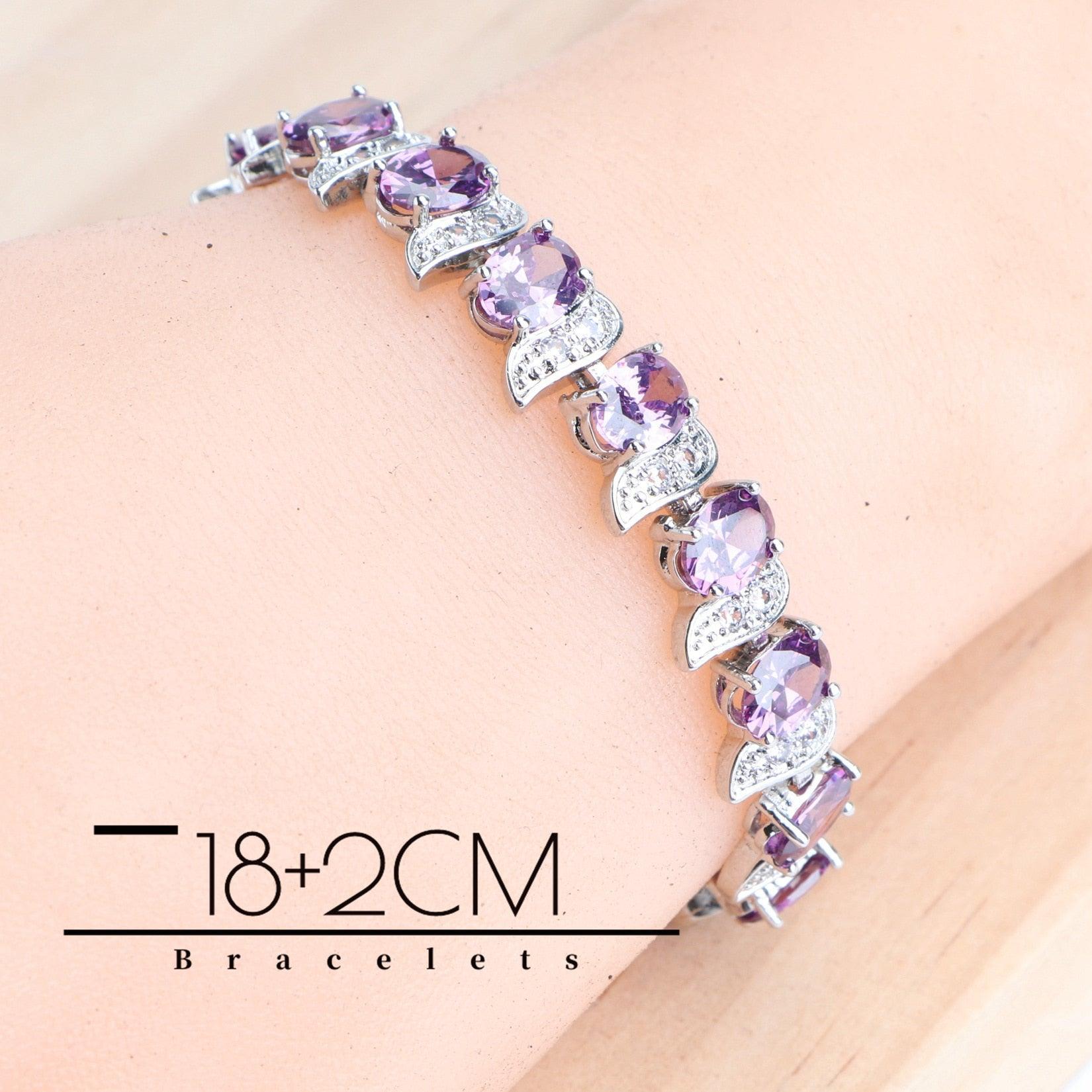 NEW ARRIVAL AAA Zircon Crystals Silver Earrings Charms Bracelets For Women Fashion Wedding Jewellery Sets - The Jewellery Supermarket