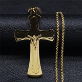 Gold Silver Color Stainless Steel Multilayer Big Long Cross Jesus Pendant Necklace for Women/Men Jewellery  - The Jewellery Supermarket