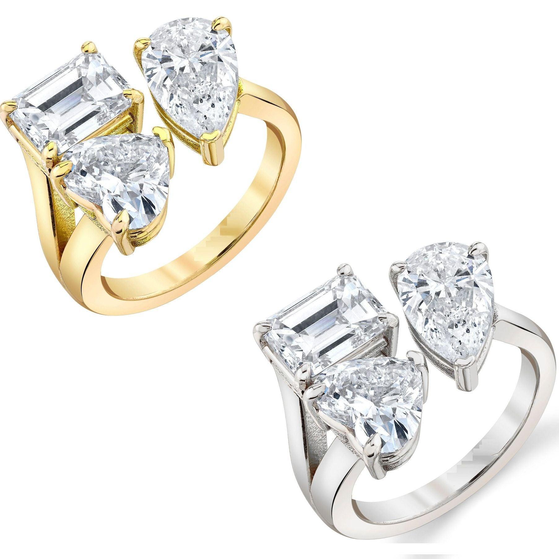 NEW ARRIVAL - AAA+ Cubic Zirconia Diamonds Open Adjusted Geometric Rings - The Jewellery Supermarket