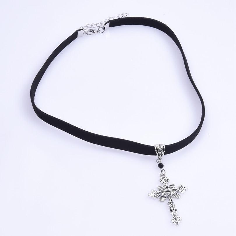 Amazing Gothic Religion Cross Cross Choker Aesthetic Design Pendant Necklaces For Women - Christian Jewellery - The Jewellery Supermarket