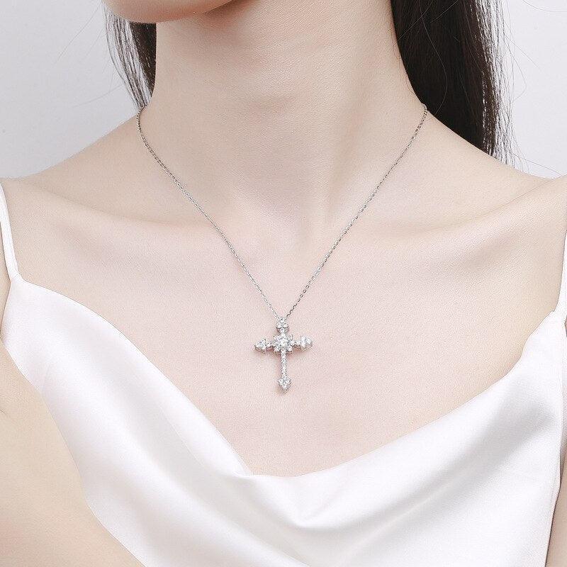 Amazing Real D Color 1 Carat High Quality Moissanite Diamonds Cross Pendant Necklace - Fine Jewellery - The Jewellery Supermarket