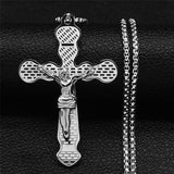 Gold Silver Color Stainless Steel Multilayer Big Long Cross Jesus Pendant Necklace for Women/Men Jewellery