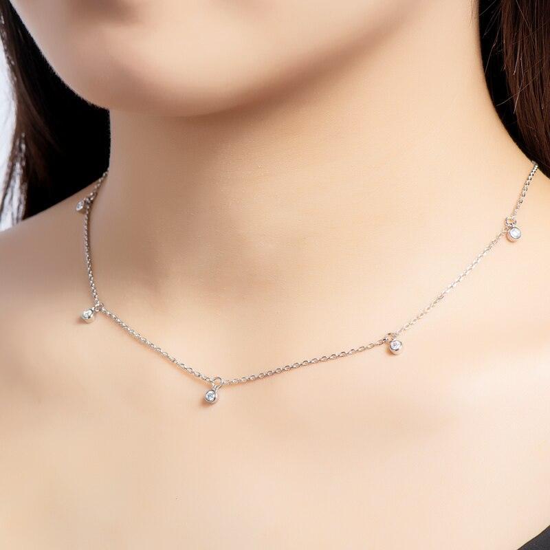 Charming Round Cut 2.5mm D Color High Quality Moissanite Diamonds Charm Choker Necklace - Fine Jewellery - The Jewellery Supermarket