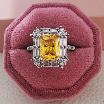 Dazzling Luxury AAA+ Cubic Zirconia Diamonds Yellow Engagement Ring - The Jewellery Supermarket